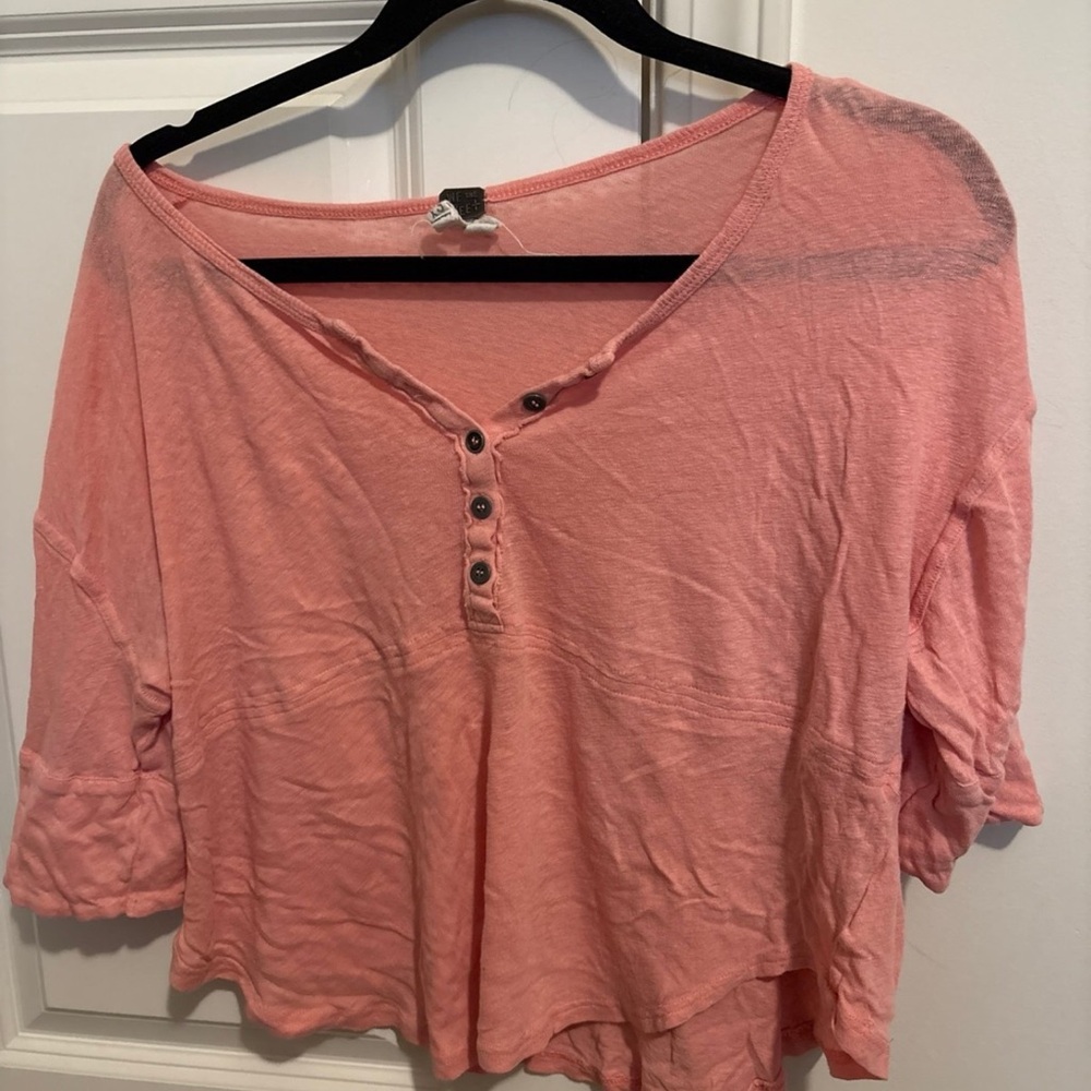 We The Free Coral Button-Up Blouse